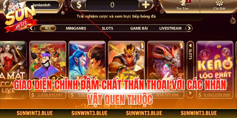 Giao diện chính đậm chất thần thoại với các nhân vật quen thuộc