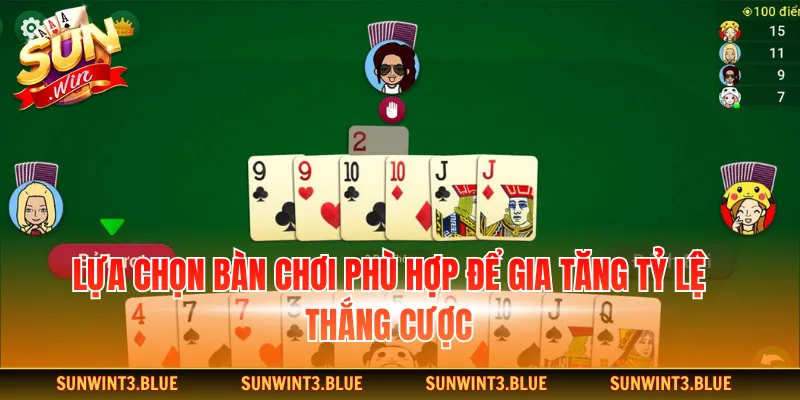 Lựa chọn bàn chơi phù hợp để gia tăng tỷ lệ thắng cược