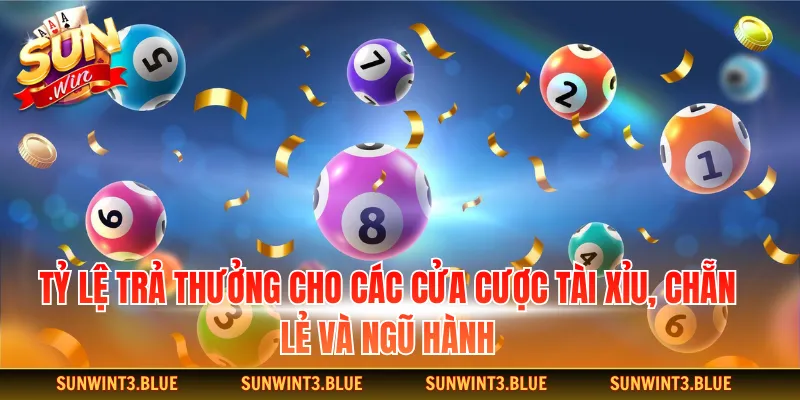 Tỷ lệ trả thưởng cho các cửa cược Tài Xỉu, Chẵn Lẻ và Ngũ Hành